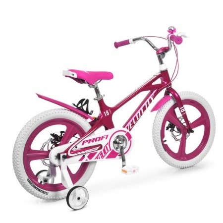 Велосипед детский PROF1 16д. MB16VCG PINK VELOCITY,SKD85,магнез.рама,обод,перед/зад.диск.торм.,крыла,доп.кол.,бутылодержатель,дзинок,рож, в кор-ке