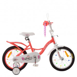 Велосипед детский двухколесный PROFI SY16195 Angel Wings, 16 дюймов, коралловый