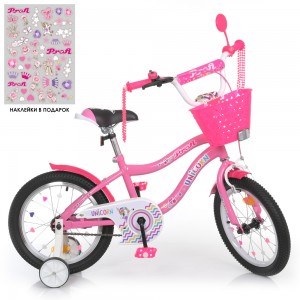 Велосипед детский двухколесный PROFI Y16241-1 Unicorn, 16 дюймов, розовый