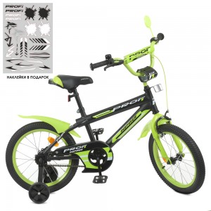 Велосипед дитячий двоколісний PROFI Y16321 Inspirer, 16 дюймів, чорно-салатовий