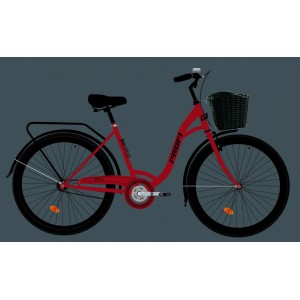 Велосипед 28 д. MTB2804-1K сталева рама М, багажник, кошик, червоний