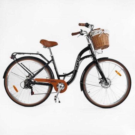 Велосипед міський Corso "Sonata" SN-28033 + КОШИК обладнання Shimano 7 швидкостей, алюмінієва рама 18’’, кошик, фара