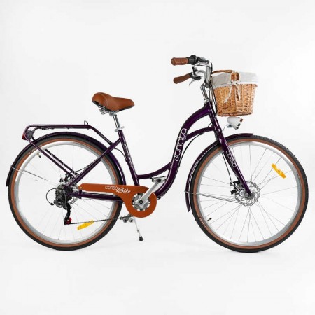 Велосипед міський Corso "Sonata" SN-28962 + КОШИК обладнання Shimano 7 швидкостей, алюмінієва рама 18’’, кошик, фара