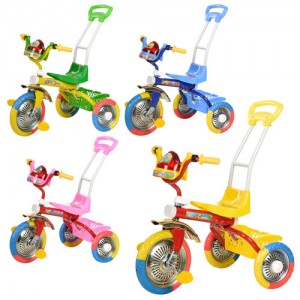 Трехколесный велосипед с ручкой детский Bambi B 2-2 - 6011, EVA колеса, микс цветов