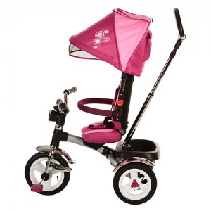 Велосипед трехколесный с ручкой детский Turbo Trike M 2723 - 2, надувные колеса, розовый