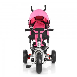 Велосипед трехколесный с ручкой детский Turbo Trike M 3113-10 EVA колеса, розовый