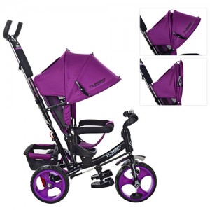 Велосипед трехколесный с ручкой детский Turbo Trike M 3113 - 18, EVA колеса, фиолетовый