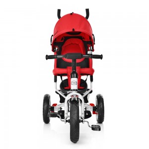 Велосипед трехколесный с ручкой детский Turbo Trike M 3113A-3 надувные колеса, красный
