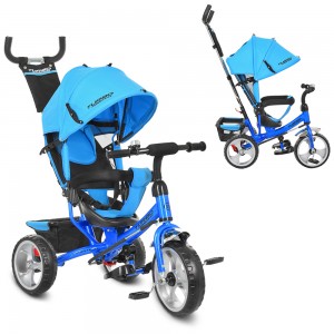 Велосипед триколісний з ручкою дитячий Turbo Trike M 3113-5 EVA колеса, блакитний