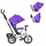 Велосипед трехколесный с ручкой детский Turbo Trike M 3113A-8 надувные колеса, фиолетовый