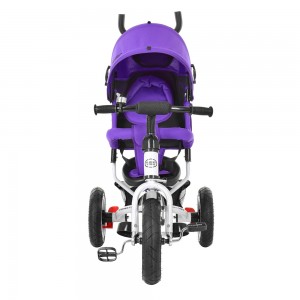 Велосипед триколісний з ручкою дитячий Turbo Trike M 3113A-8 надувні колеса, фіолетовий