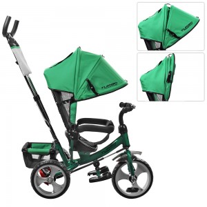 Велосипед трехколесный с ручкой детский Turbo Trike M 3113 - N4, EVA колеса, зеленый
