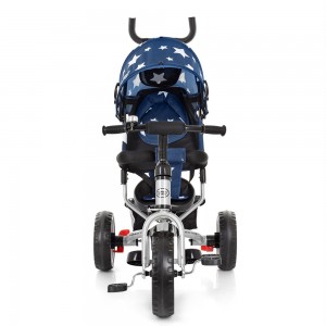 Велосипед триколісний з ручкою дитячий Turbo Trike M 3113-S11 EVA колеса, зірки синій