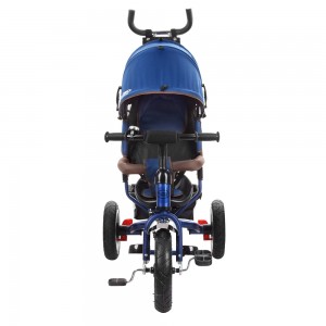 Велосипед трехколесный с ручкой детский Turbo Trike M 3113A-11 надувные колеса, синий