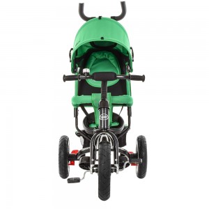 Велосипед трехколесный с ручкой детский Turbo Trike M 3113A-N4 надувные колеса, зеленый