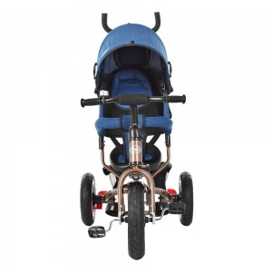 Велосипед триколісний з ручкою дитячий Turbo Trike M 3113AJ-13 надувні колеса, джинс синій