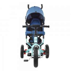 Велосипед трехколесный с ручкой детский Turbo Trike M 3113AJ-15 надувные колеса, джинс синий