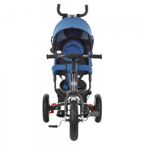 Велосипед трехколесный с ручкой детский Turbo Trike M 3113AJ-16 надувные колеса, джинс синий