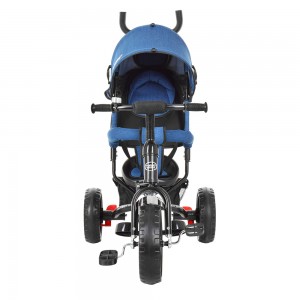 Велосипед трехколесный с ручкой детский Turbo Trike M 3113J-16 EVA колеса, джинс синий