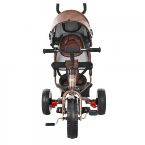 Велосипед триколісний з ручкою дитячий Turbo Trike M 3113L-13 EVA колеса, шкіра шоколад