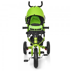Велосипед трехколесный с ручкой детский Turbo Trike M 3115HA-4, надувные колеса,салатовый