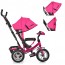 Велосипед трехколесный с ручкой детский Turbo Trike M 3115 - 6HA, надувные колеса, розовый