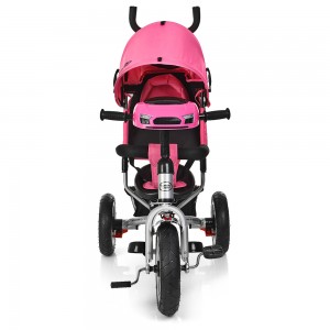 Велосипед триколісний з ручкою дитячий Turbo Trike M 3115HA-10, надувні колеса, рожевий