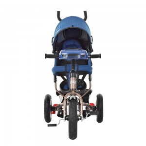 Велосипед триколісний з ручкою дитячий Turbo Trike M 3115HAJ-13, надувні колеса, джинс синій