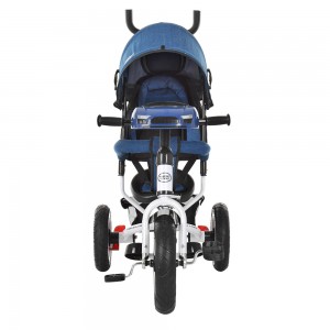 Велосипед трехколесный с ручкой детский Turbo Trike M 3115HAJ-7, надувные колеса, джинс синий
