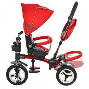 Велосипед трехколесный с ручкой детский Turbo Trike 3199-3HA надувные колеса, красный