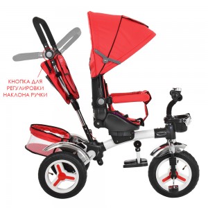 Велосипед трехколесный с ручкой детский Turbo Trike M 3200A-3 надувные колеса, красный