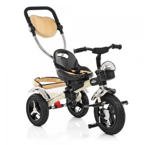 Велосипед триколісний з ручкою дитячий Turbo Trike 3201-2A надувні колеса, золотий