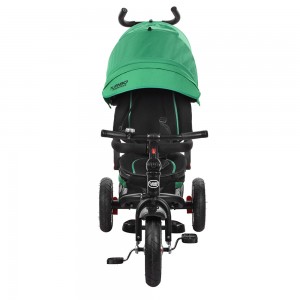 Велосипед трехколесный с ручкой детский Turbo Trike 3646A-4, надувные колеса, зеленый