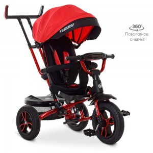 Велосипед трехколесный с ручкой детский Turbo Trike M 4058-1, надувные колеса, красный