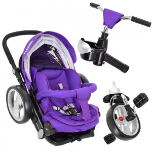 Велосипед триколісний з ручкою дитячий Turbo Trike M AL 3645-8 EVA колеса, алюмінієва рама, фіолетовий
