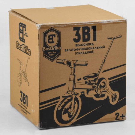 Велосипед-трансформер Best Trike 55475 колеса PU 10'', батьківська ручка, знімні педалі Велосипед-трансформер Best Trike 55475 колеса PU 10'', батьківська ручка, знімні педалі