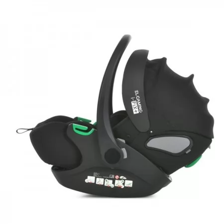 Дитяче автокрісло дитяче El Camino i-FIX+ ME 1110 Moon Black i-SIZE R129, зріст дитини 40-87см, рег.підголівник, 2 ур.,москіт,чохол, чорн