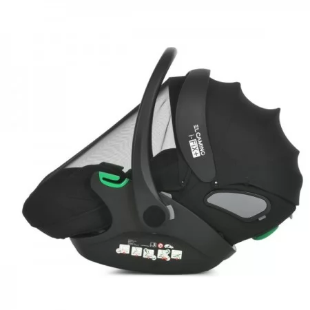 Дитяче автокрісло дитяче El Camino i-FIX+ ME 1110 Moon Black i-SIZE R129, зріст дитини 40-87см, рег.підголівник, 2 ур.,москіт,чохол, чорн
