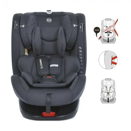 Дитяче автокрісло дитяче ME 1114 EVEREST Dark Gray 0, 1, 2, 3 до36кг, 5-ти точ.рем.безпеки, isofix, 360град, темно-сірий