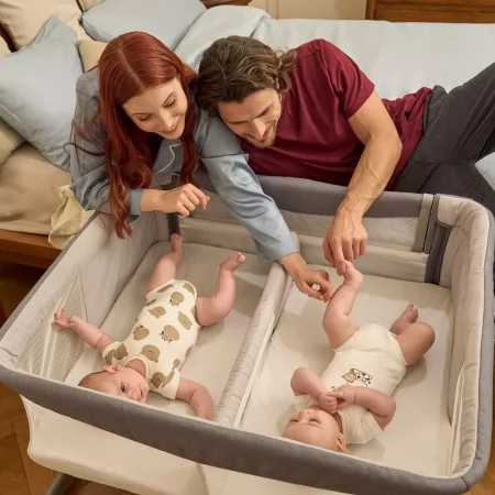 Дитяче ліжечко для двійні Next2Me Twins арт. 87077 колір Сірий