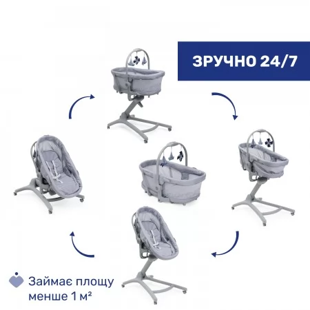 Ліжечко-стільчик 5 в 1 Baby Hug Pro арт. 87076.40 колір Сірий