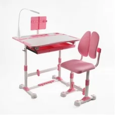 Детская парта BabyToys S-63020 регулируемая с лампой розовая