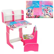 Парта дитяча BabyToys ПШ055 малинова 69х45 см зі стільцем