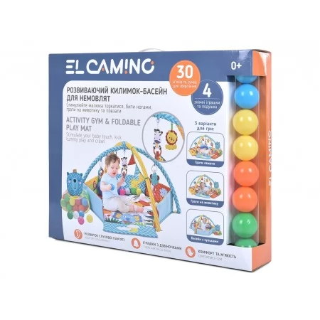 Коврик для младенца 2в1 ME 1171 Color, 30 шариков, 4 подвески, EL CAMINO