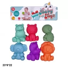 Игрушки с пищалкой BabyToys SCA99-5 резиновые животные 6 шт