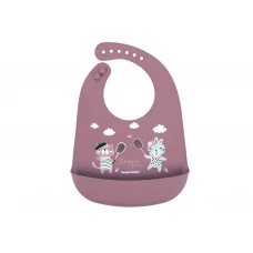 Слюнявчик силиконовый с карманом Bonjour Paris – красный Canpol Babies 74/027_red