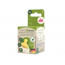 Соска круглая Cherry Green М, латекс, от 0+, средний поток, 2шт, Nip 33043