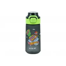 Бутылка для воды детская Hot Wheels HW25-1213, 560 мл, черная, с поильником и трубочкой, Kite