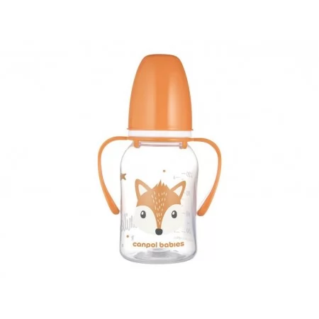 Стандартна пляшечка з ручками 120 мл CUTE ANIMALS - помаранчева Canpol Babies 11/823_ora