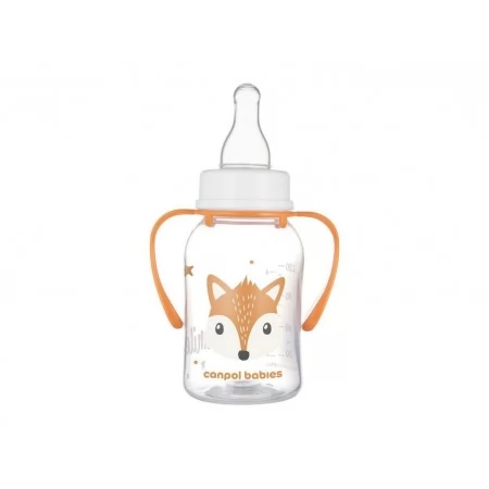 Стандартна пляшечка з ручками 120 мл CUTE ANIMALS - помаранчева Canpol Babies 11/823_ora Стандартна пляшечка з ручками 120 мл CUTE ANIMALS - помаранчева Canpol Babies 11/823_ora